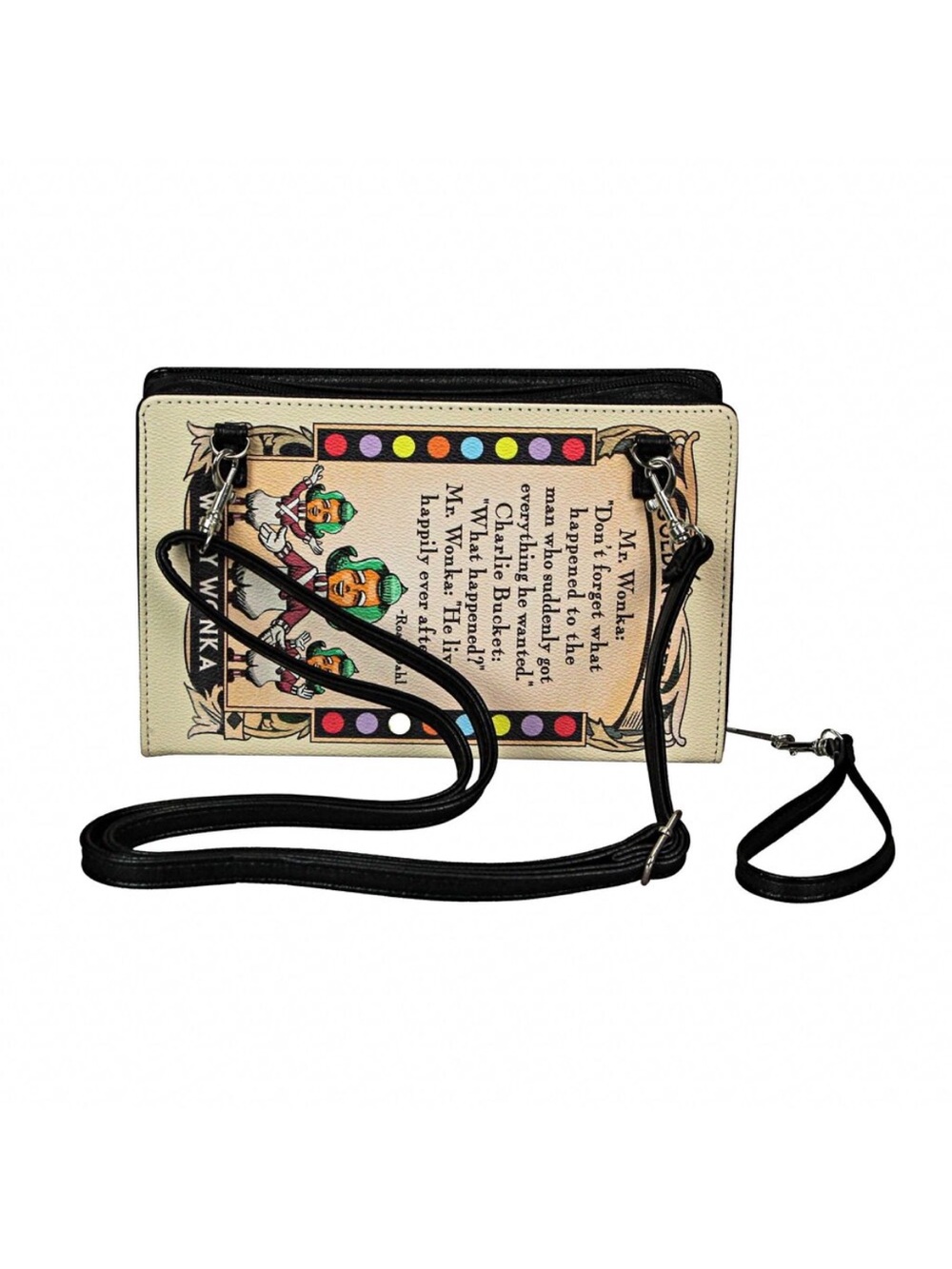 Charlie and the Chocolate Factory Themed Crossbody Bag - Black/Cream - Picture 2 of 5